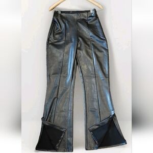 Abercrombie and Fitch Black Vegan Leather Curvy Flare Pants, Women's Size Medium